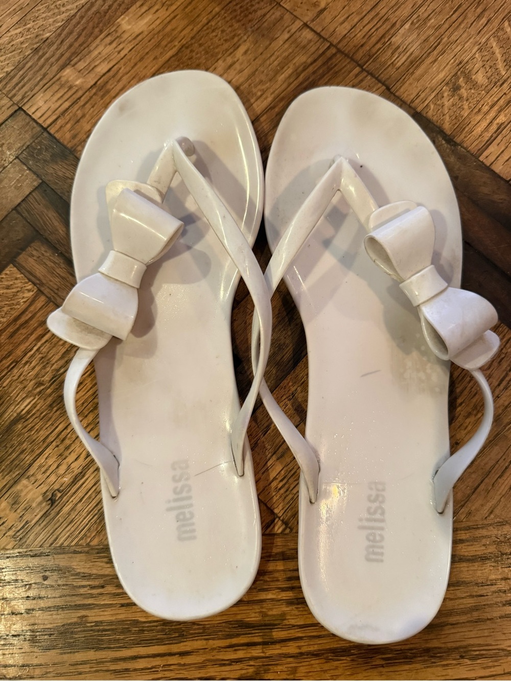 Melissa White Bow Jelly Flip Flop Sandals